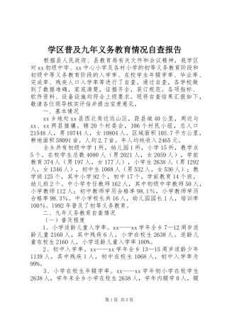 学区普及九年义务教育情况自查报告