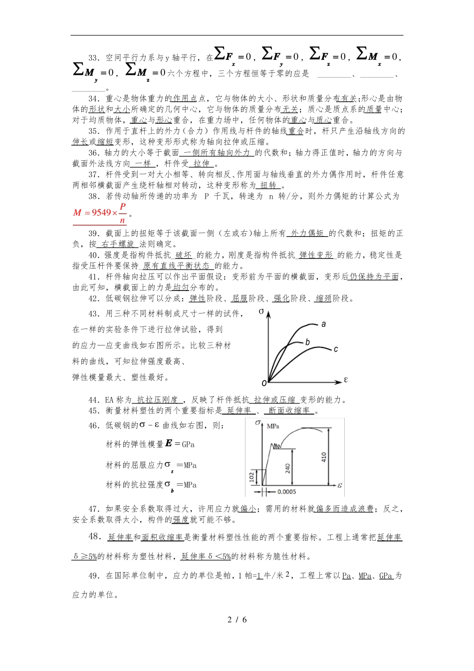 土木工程专升本工程力学复习要点说明_第2页