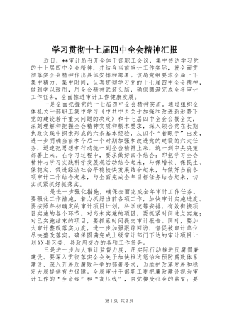 学习贯彻十七届四中全会精神汇报