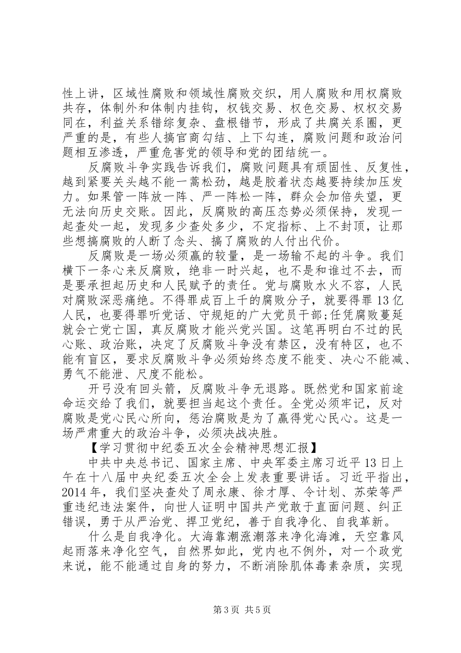 学习贯彻中纪委五次全会精神思想汇报_第3页