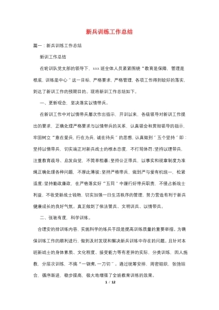 新兵训练工作总结