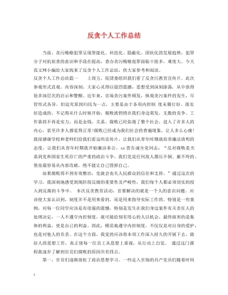反贪个人工作总结 