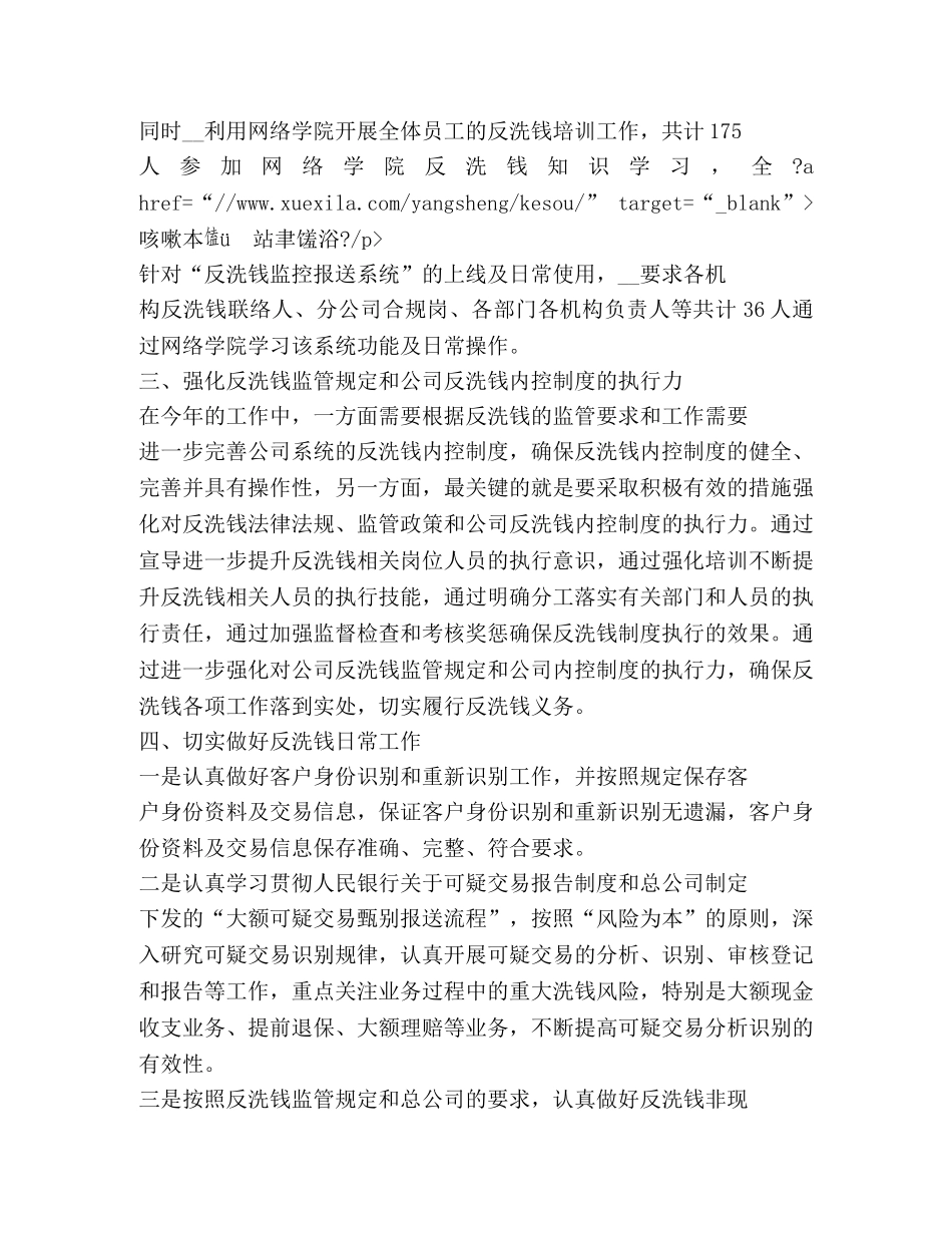 反洗钱工作总结怎么写？ _第3页