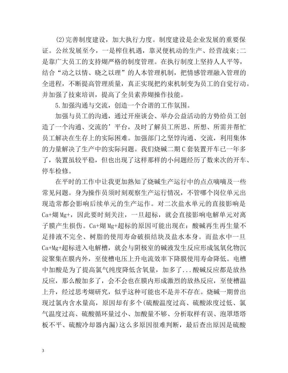 化工厂个人工作总结 _第3页