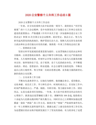 化学试题-2020公安警察个人年终工作总结5篇 