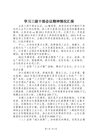 学习三级干部会议精神情况汇报