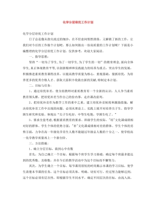 化学分层培优工作计划 