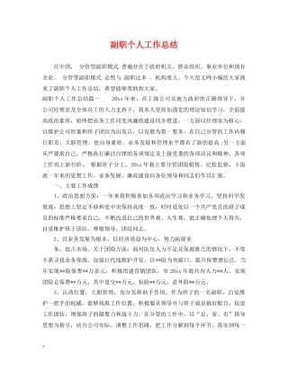 副职个人工作总结 