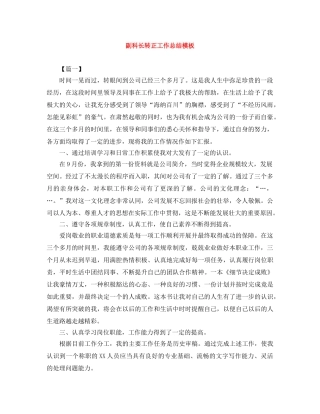 副科长转正工作总结模板 