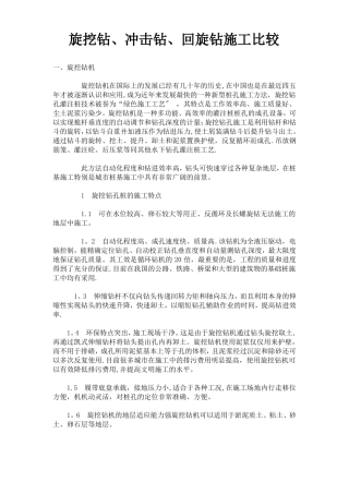 旋挖钻冲击钻回旋钻施工比较