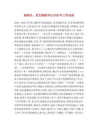 副校长、党支部副书记2020年工作总结 
