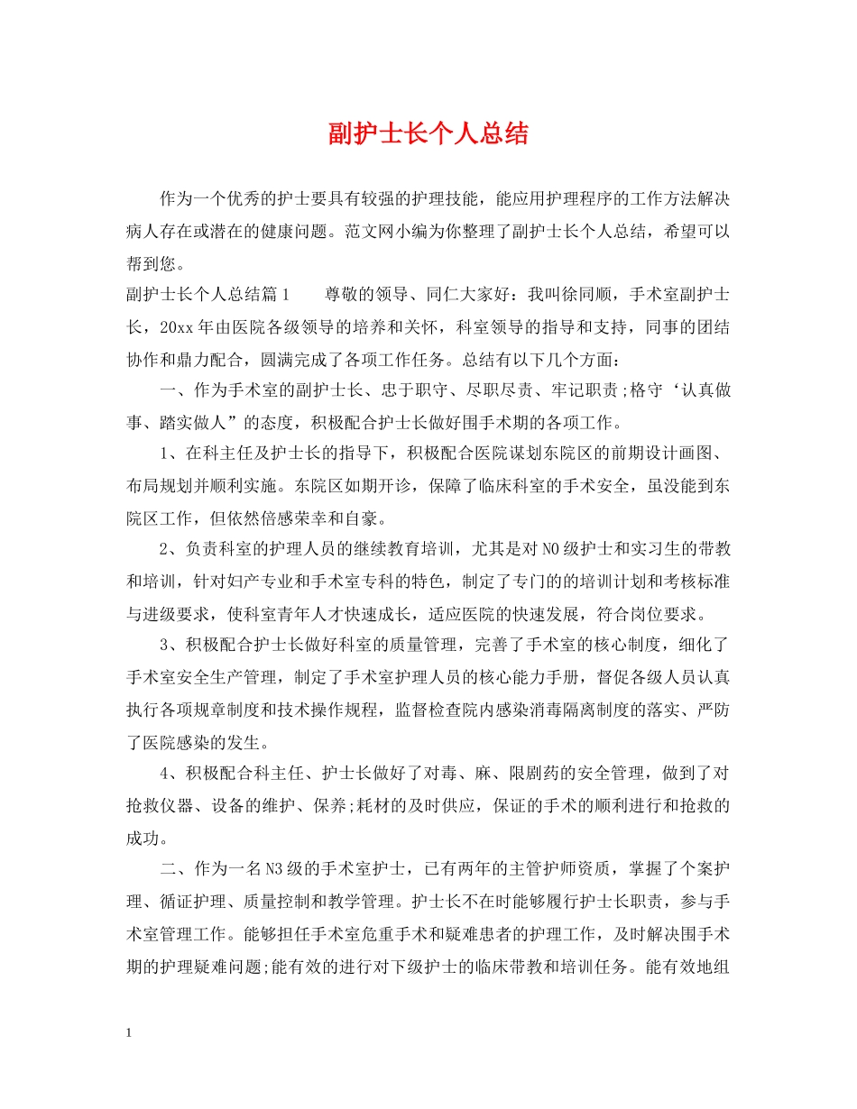 副护士长个人总结 _第1页