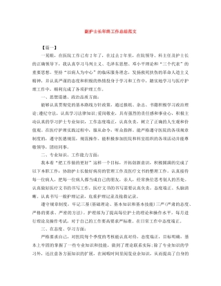 副护士长年终工作总结范文 