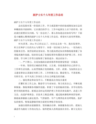 副护士长个人年度工作总结 