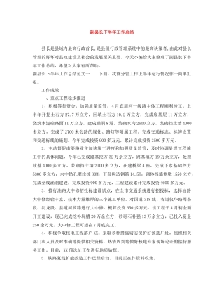 副县长下半年工作总结 