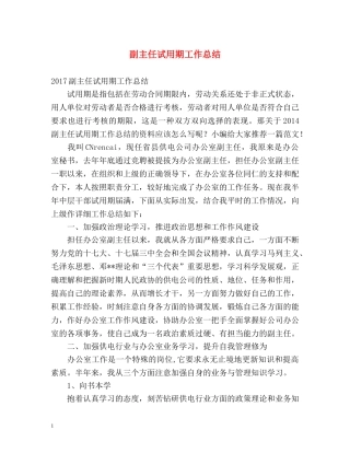副主任试用期工作总结 