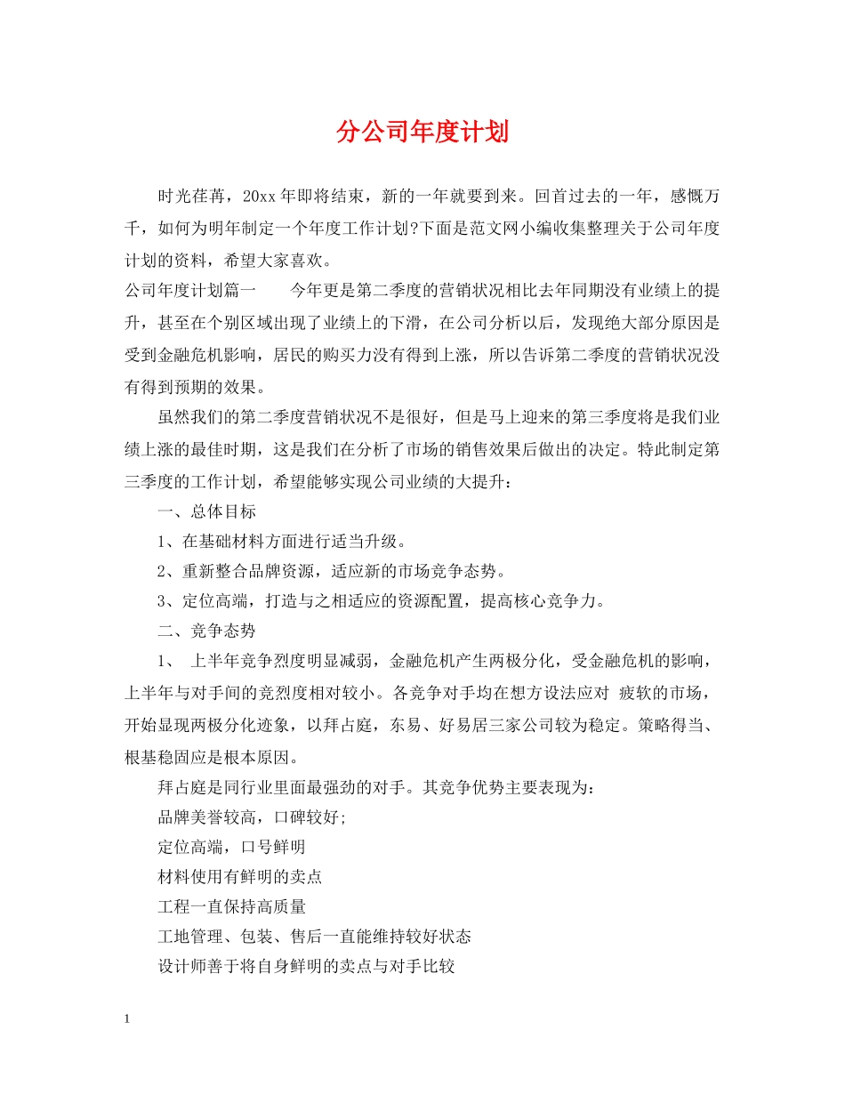 分公司年度计划 _第1页