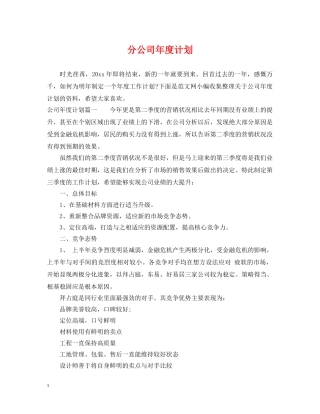 分公司年度计划 