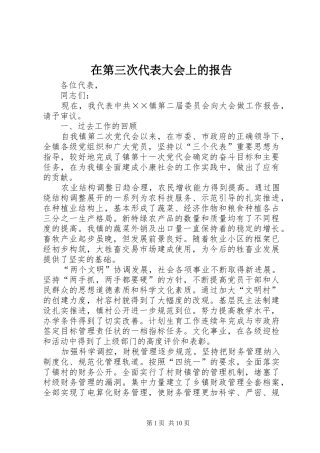 在第三次代表大会上的报告