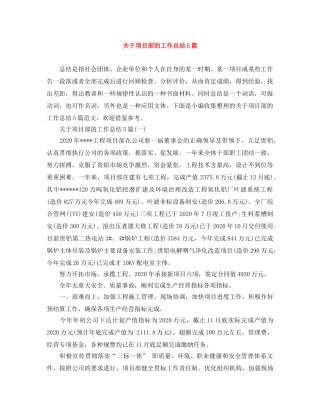 关于项目部的工作总结5篇 