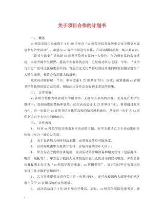 关于项目合作的计划书 