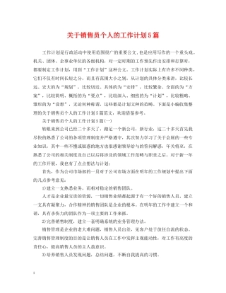 关于销售员个人的工作计划5篇 