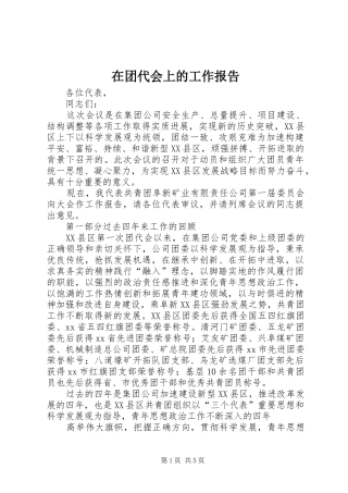在团代会上的工作报告