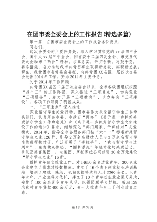 在团市委全委会上的工作报告(精选多篇)
