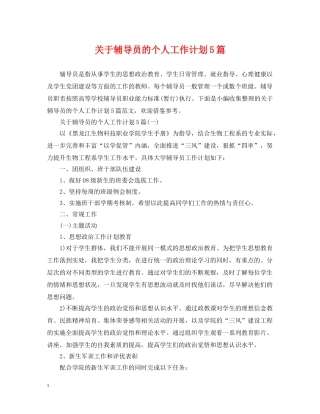 关于辅导员的个人工作计划5篇 