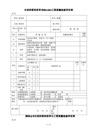 M10水泥砂浆抹面评定表