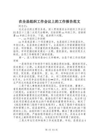 在全县组织工作会议上的工作报告范文