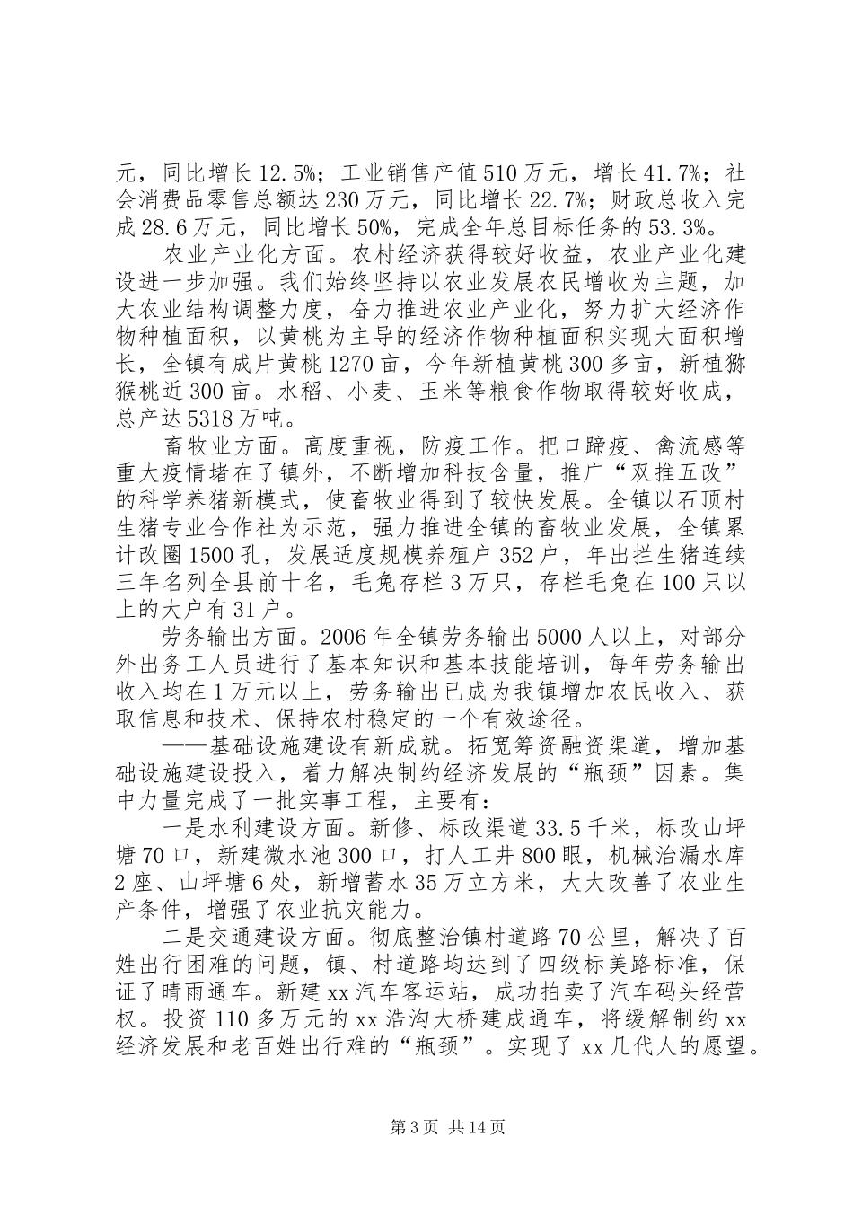 在XX镇第十二次代表大会上的报告_第3页