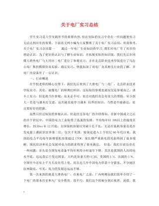 关于电厂实习总结 