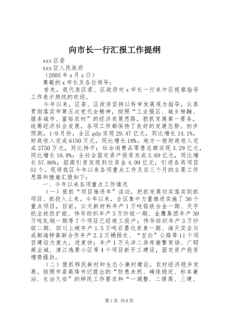 向市长一行汇报工作提纲