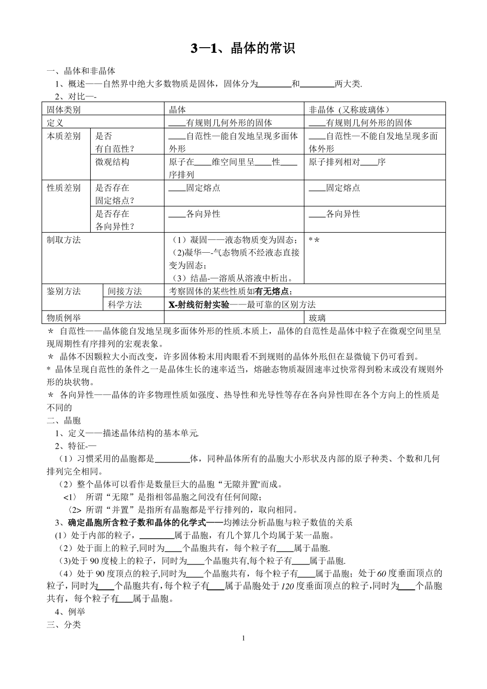 晶体结构与性质知识总结完善_第1页