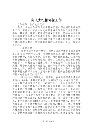 向人大汇报环保工作