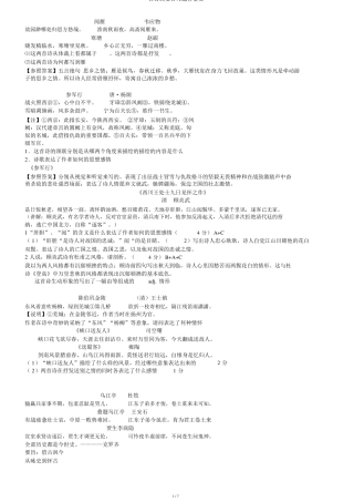 古诗的主旨习题含鉴赏