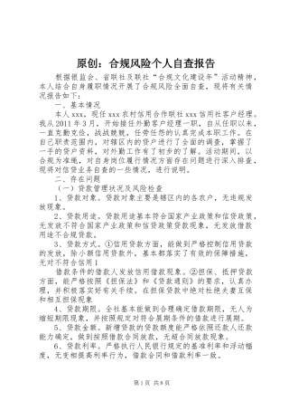 原创：合规风险个人自查报告