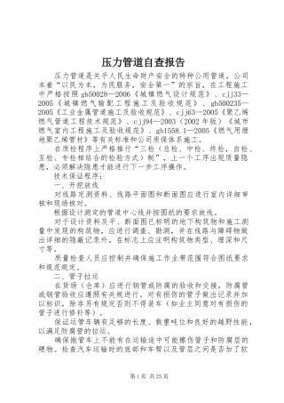 压力管道自查报告