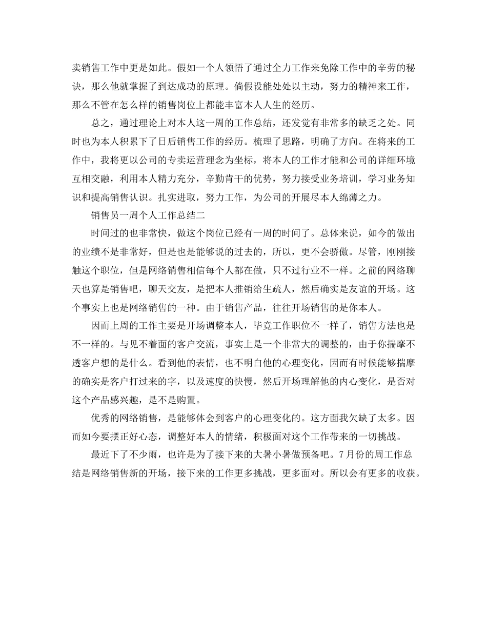 销售员一周个人工作参考总结（通用）_第2页
