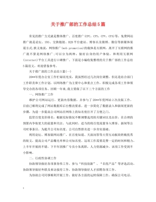 关于推广部的工作总结5篇 