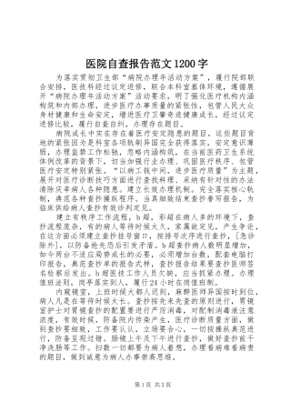 医院自查报告范文1200字