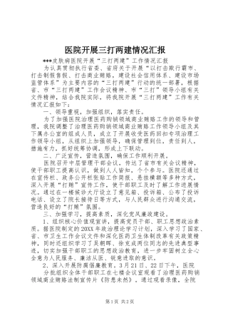 医院开展三打两建情况汇报