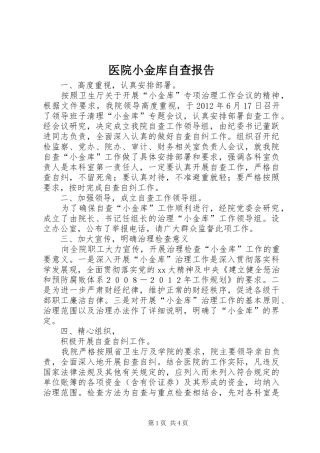 医院小金库自查报告