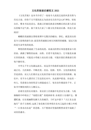 文化苦旅读后感范文