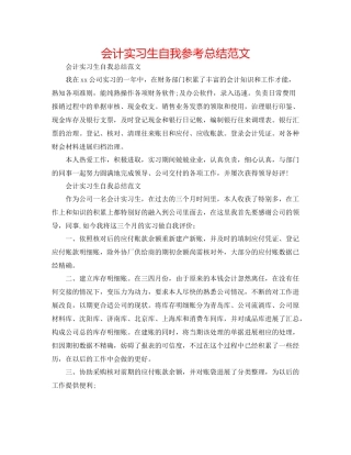 会计实习生自我参考总结范文