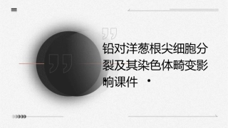 铅对洋葱根尖细胞分裂及其染色体畸变影响课件