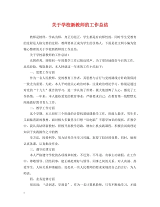 关于学校新教师的工作总结 