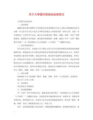 关于大学团日的活动总结范文 