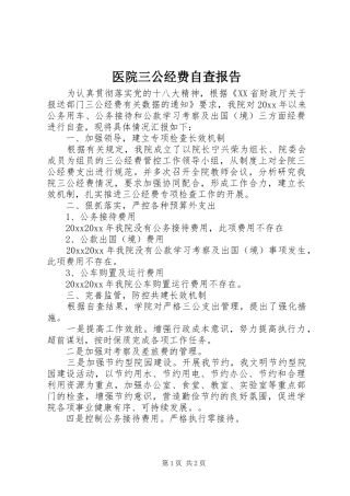 医院三公经费自查报告